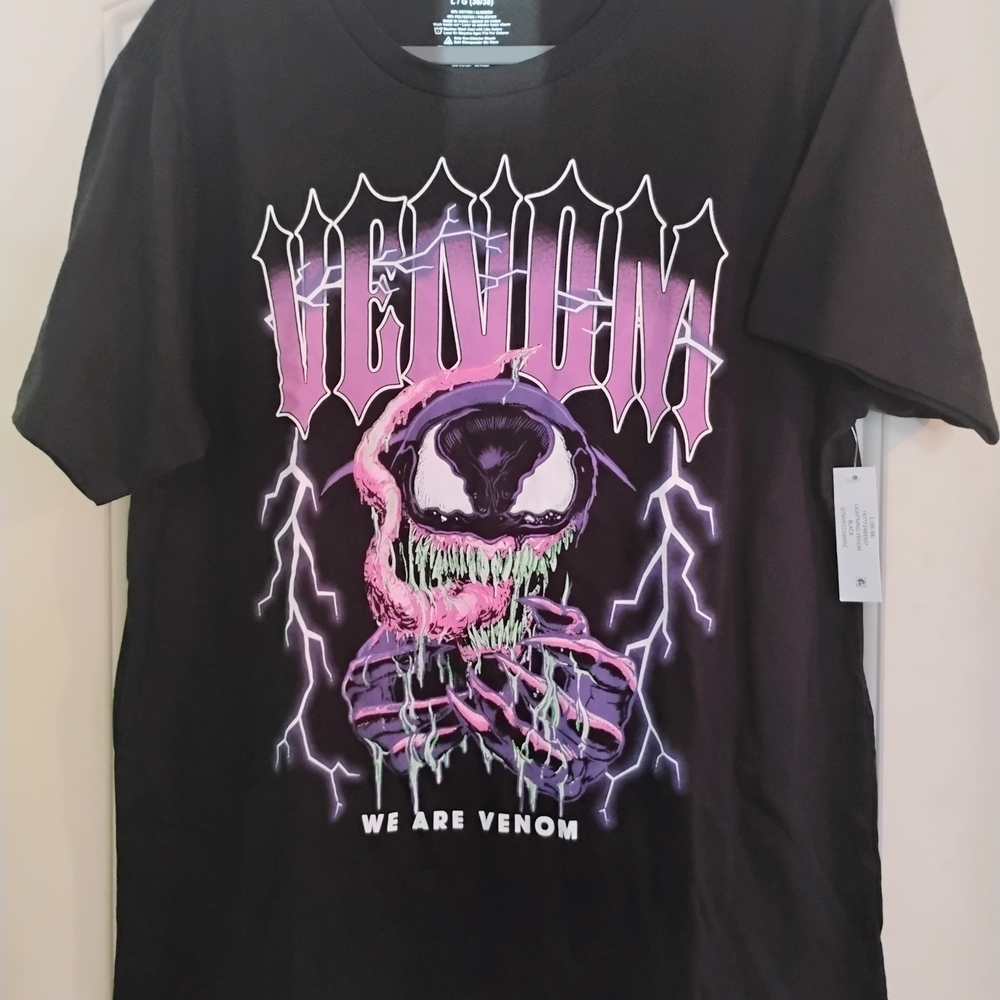Marvel Venom Graphic Tee in Black and Purple with Pink Accents